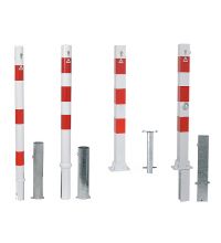 Parkeerpaal rood wit 70x70mm, scharnierbaar