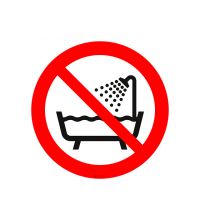 ISO P026 Verboden om deze artikelsonder douche of in bad te gebruiken
