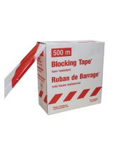 Afzetlint rood/wit schuingestreept 75mmx500m