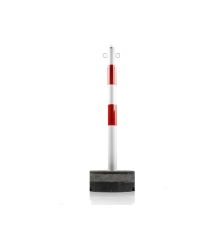 Kettingpaal staal voet 15 kg 900mm, Ø 60mm, rood/wit