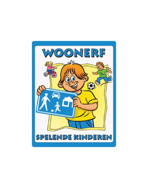 Buurtbord S.21 woonerf spelende kinderen (Ovidius)