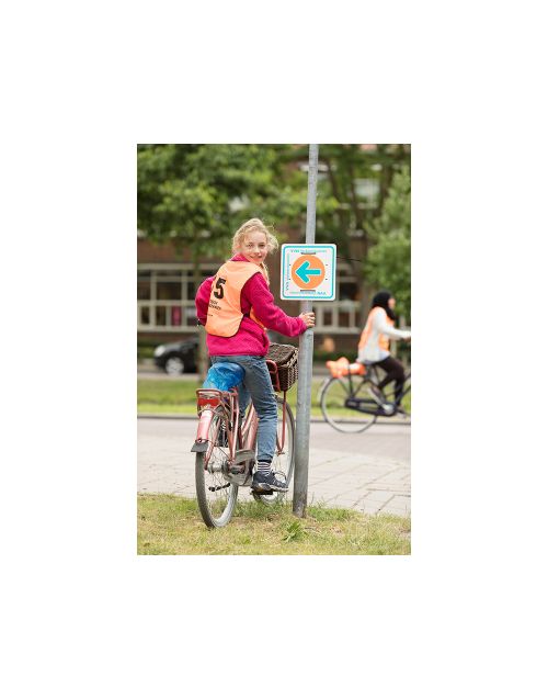 VVN routebord praktijkexamen- tijdelijk 300 x 300 mm,Refl 5j, Aluminium Wit met uitsparingen voor tie-wraps