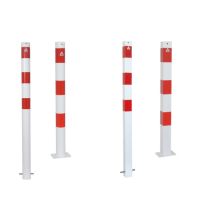 Parkeerpaal wit-rood vast 70x70mm, bodemplaat