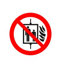 ISO P020 Verboden de lift te gebruiken bij brand