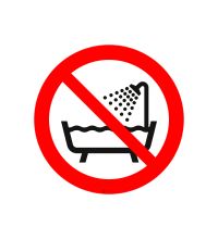 ISO P026 Verboden om deze artikelsonder douche of in bad te gebruiken
