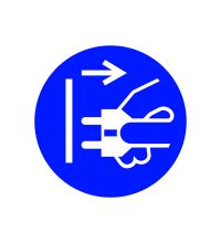 ISO M006 Voor het openen stekker uit stopcontact trekken