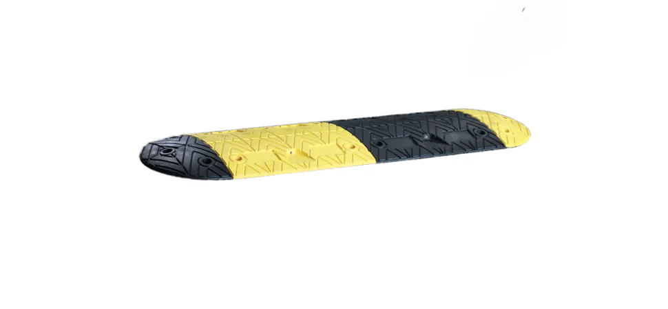 Gele en zwarte segmenten van een Speedbump Excellent verkeersdrempel